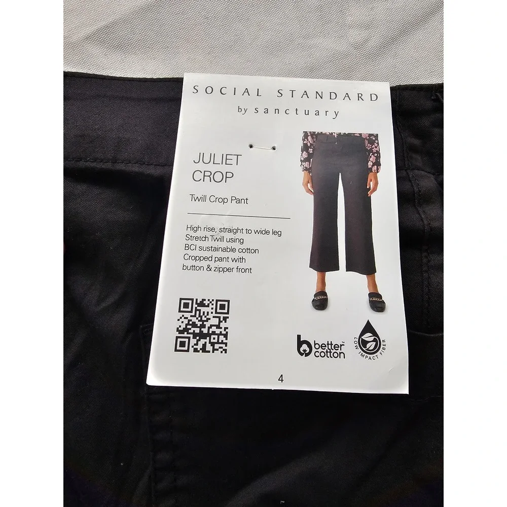 Social Standard by Sanctuary Womens Crop Pants Black Cotton Blend Casual Size 4